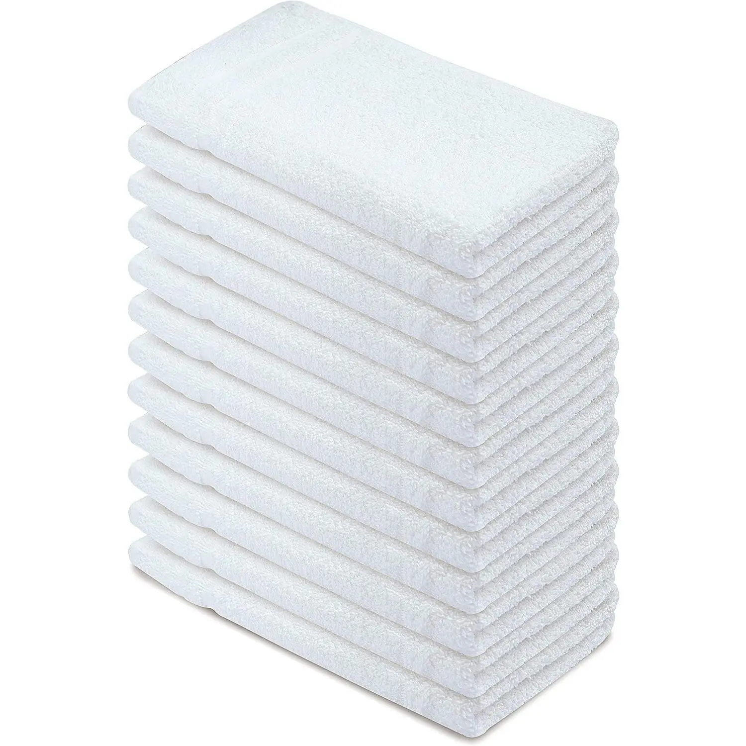 Soft Absorbent Cotton Bath Towels - 16x26 in Basic White, Pack of 12 Multipurpose Towels for Bathroom, Everyday Use