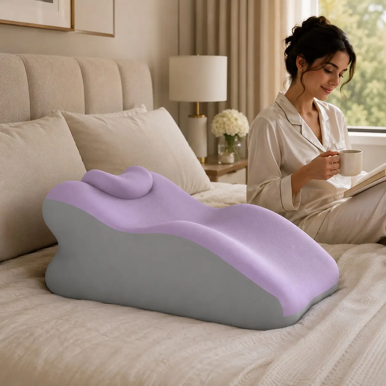 Double Person Home Bed Backrest Cushion with Small Pillow, Multi-Angle Design, Washable, Durable, Comfortable, Cdxz-09