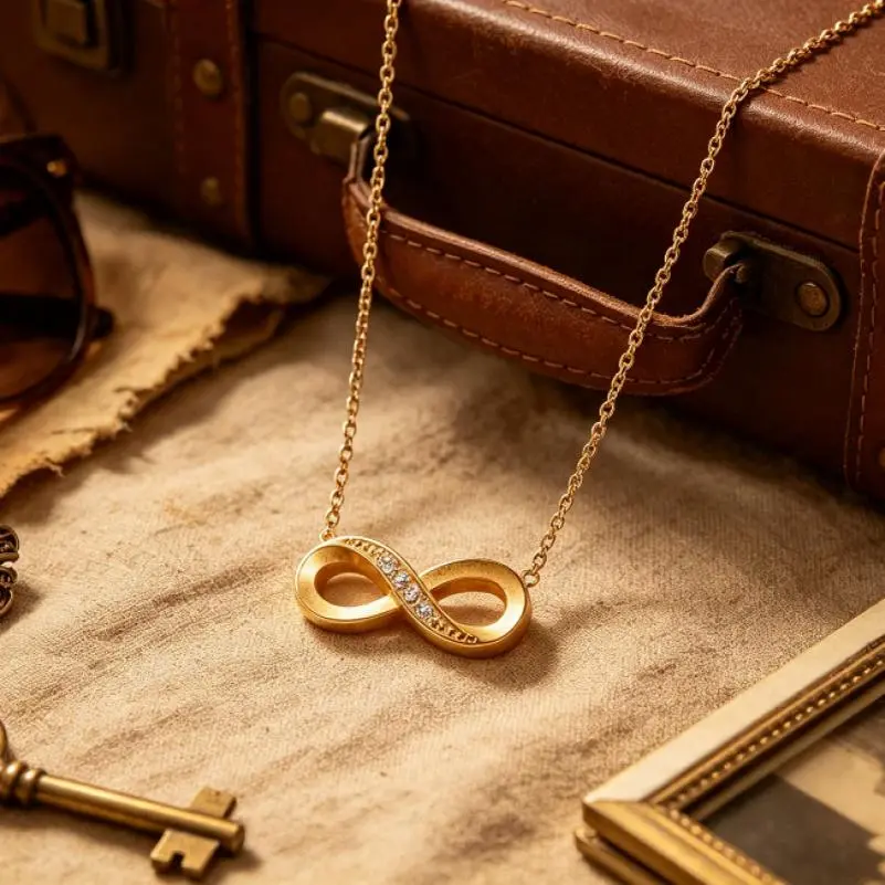 Dainty Gold Infinity Necklace for Women, Cubic Zirconia Infinity Symbol Pendant, Trendy Friendship Love Jewelry Gift