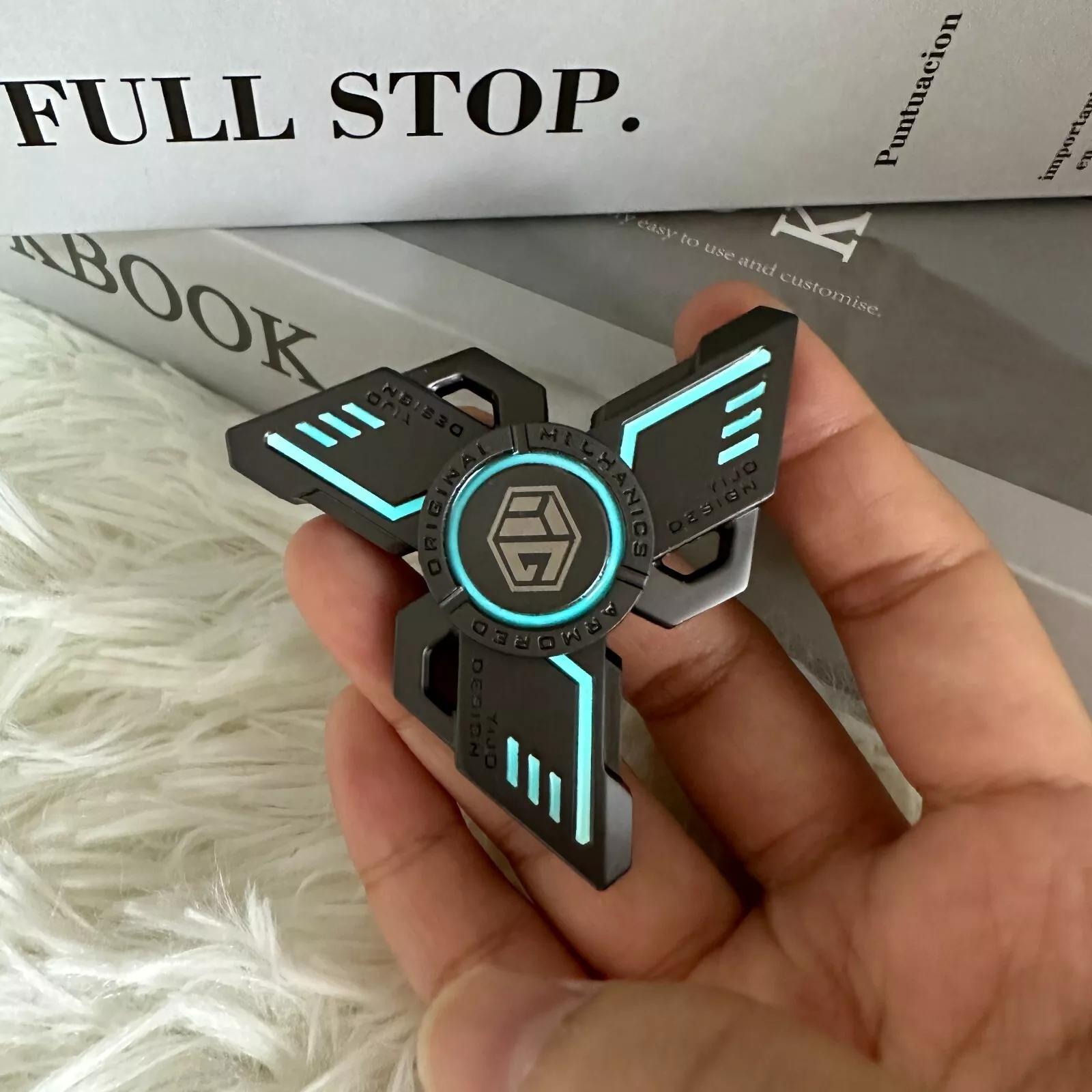 Fidget Spinner with Light, Stress Relief Rotating Toy, Laser Light Activated Luminous Fidget Toy, Metallic Finger Rotating Toys for Adults