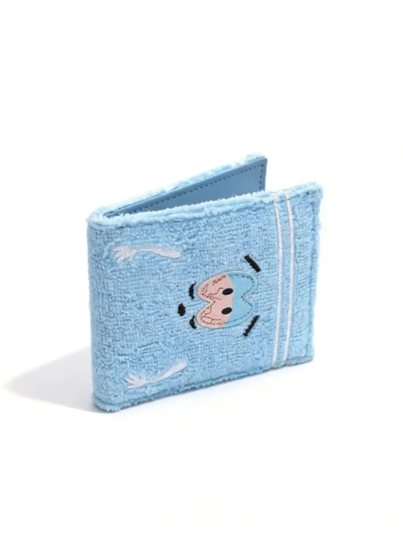 Men's Blue Towel Cloth High-Quality Bifold Wallet, Fashion Personalized Cartoon Patterns Card Holder with ID Window, Stylish and Durable Wallet