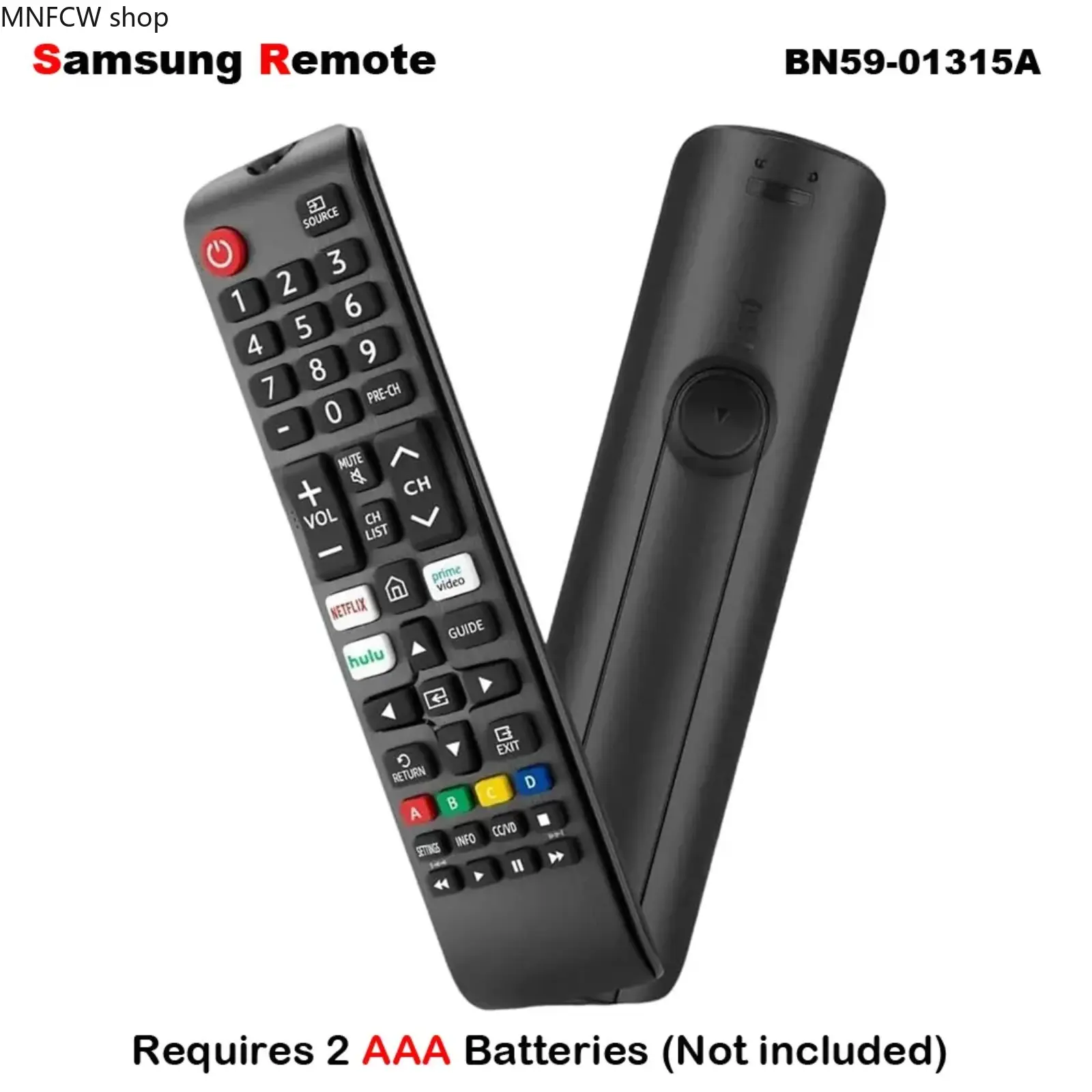 Replacement Remote Control for Samsung TVs (RU7100, TU7000 Series) | Ergonomic, Lightweight Wireless Design - No Setup Required, Replaces BN59-01315A, No STB/Cable Mode, Aaa, Requires Batteries, Compatible With Un58tu7000 & Un65ru710dfxza Series, Plug-And