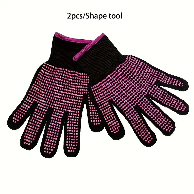 2pcs Anti-Slip Silicone Gloves for Hair Styling, Durable PVC & Fabric Material, Professional Curling & Straightening Gloves