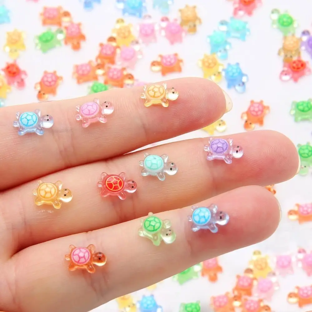 100pcs Mini Resin Turtles Glow in the Dark, Tiny Sea Turtle Animals, Luminous Figures for Fairy Garden, Micro Landscaping, Dollhouse, Home Decor, Crafts