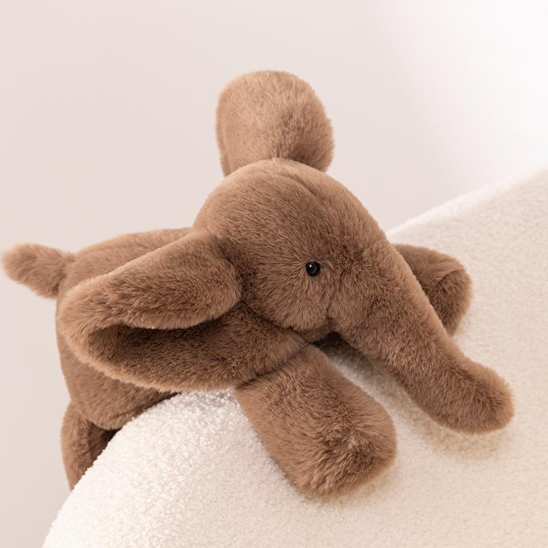 45/60CM Furry Lying Elephant Plush Toys Stuffed Animal Doll Cute Gray White Brown Elephant Soft Pillow Cushion Sofa Decoration