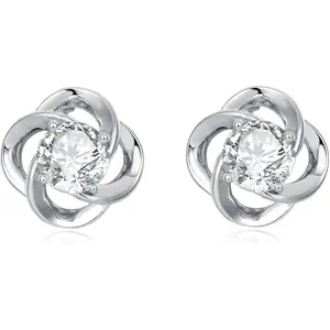 925 Sterling Silver Moissanite Infinity Love Knot Stud Earrings, Lightweight Elegant Jewelry Gift for Wife, Birthday Anniversary Accessory