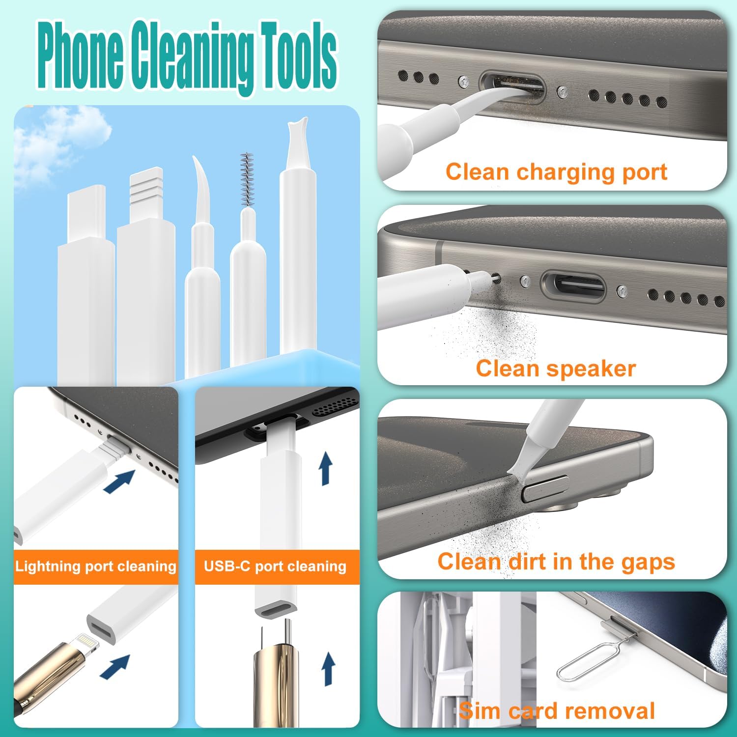 A 32-in-1 keyboard cleaning kit with brush, laptop cleaning kit, mobile phone cleaning tools, speaker cleaner, Cleaner tool set, suitable for headphones, mobile phones, computers, screens, camera lenses, and electronic devices