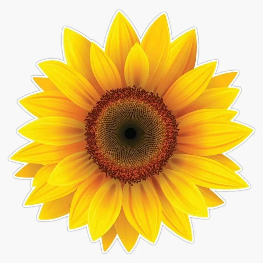 2-Pack Cool Sunflower Vinyl Waterproof Sticker - 4 Inches Glass Door Car Laptop Wall Window Bumper Sticker - Sunflower Car Decal