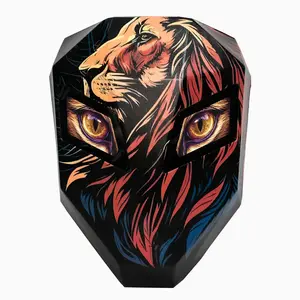 Hard-shell Biker Backpack with LED Programmable Screen, Cyberpunk Lion Design for Men, Expandable Travel Bag for 15.6" Laptop & Helmet, USB Port, Bikers