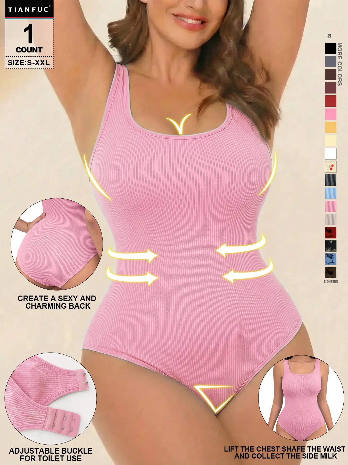 Women's Seamless Shapewear Bodysuit, Tummy Control Waist Cincher, Slimming & Sculpting Body Shaper Thong Underwear, All Seasons
