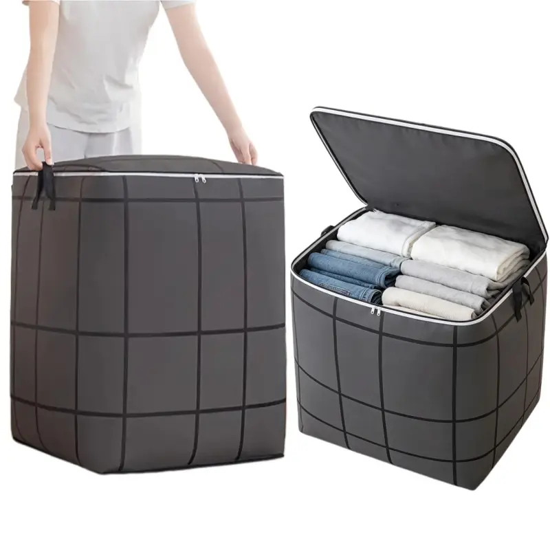 2pcs Large-capacity clothing and quilt storage box, portable moving bag for going out, foldable packing bag for travel, wardrobe organization, Storage for organizing, clothing storage box, Storage Bags With Zipper
