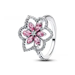 Artificial Gemstone Heart-Shaped White Copper Ring, Model C30028-JZ