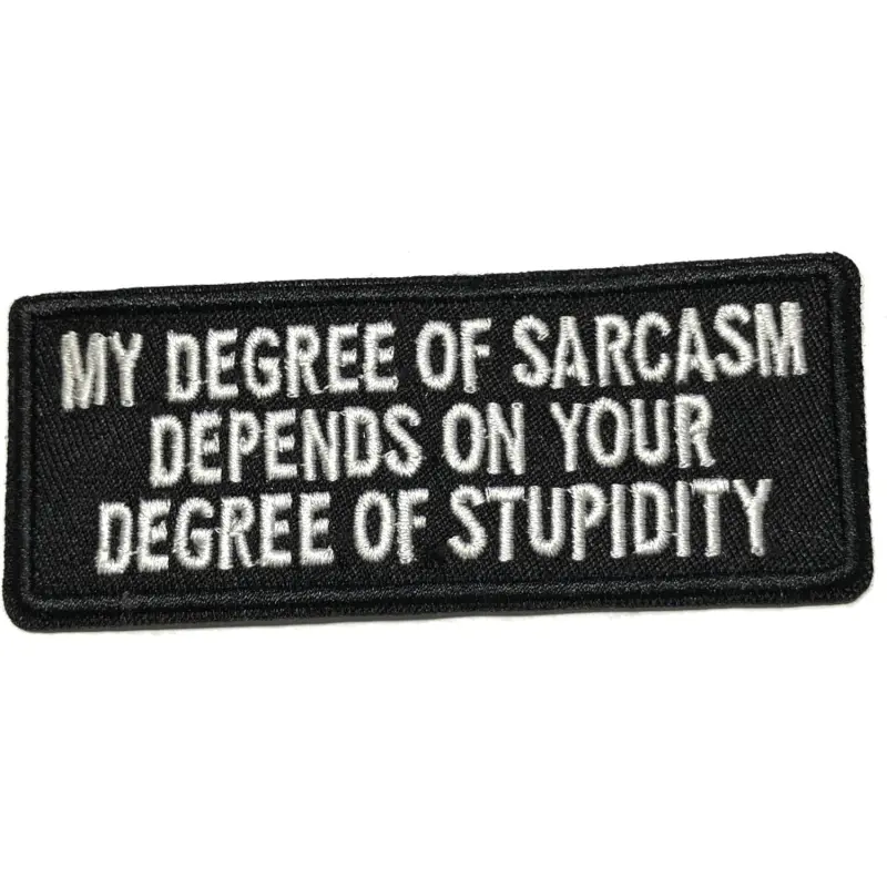 3Pcs Text-Based Sarcastic Humor Embroidery Bulk Set, "My Degree of Sarcasm" Funny Iron-On/ Sew-On Patches for Jackets, Backpacks