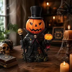 Halloween Pumpkin Man Statue Resin Craft, Spooky Home Decor Ornament, Creative Living Room Accent, Perfect Gift Idea for Halloween, Figurine