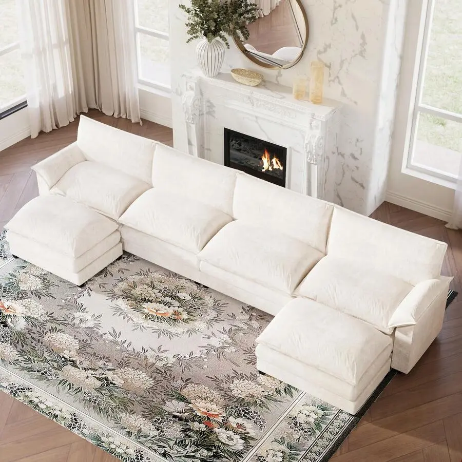 U-Shaped 6-Seater Sofa, Multi-Person Modular Sofa, Convertible Large Couch Living Room