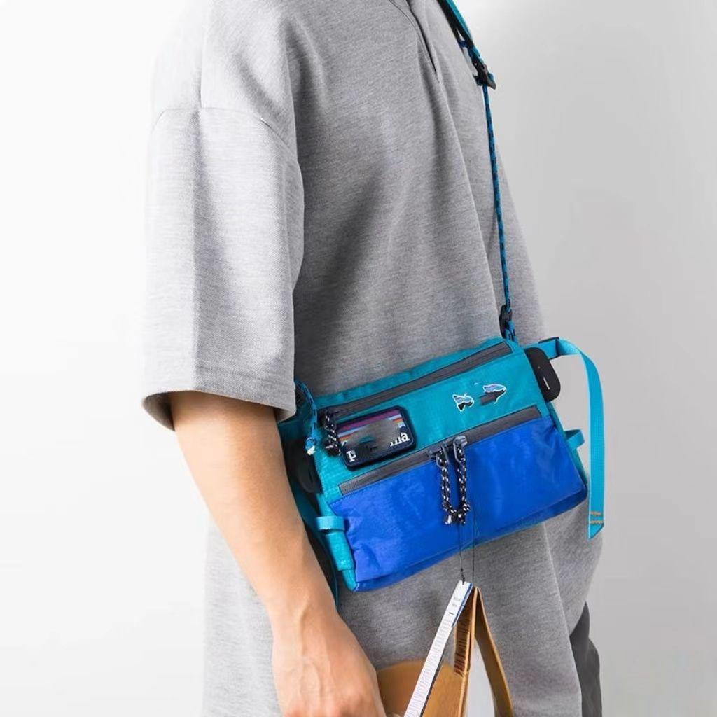 Color-Block Fishing Crossbody Bag Trendy Street Style Shoulder Bag Unisex Outdoor Waterproof Small Bag Multi-Functional Phone Bag