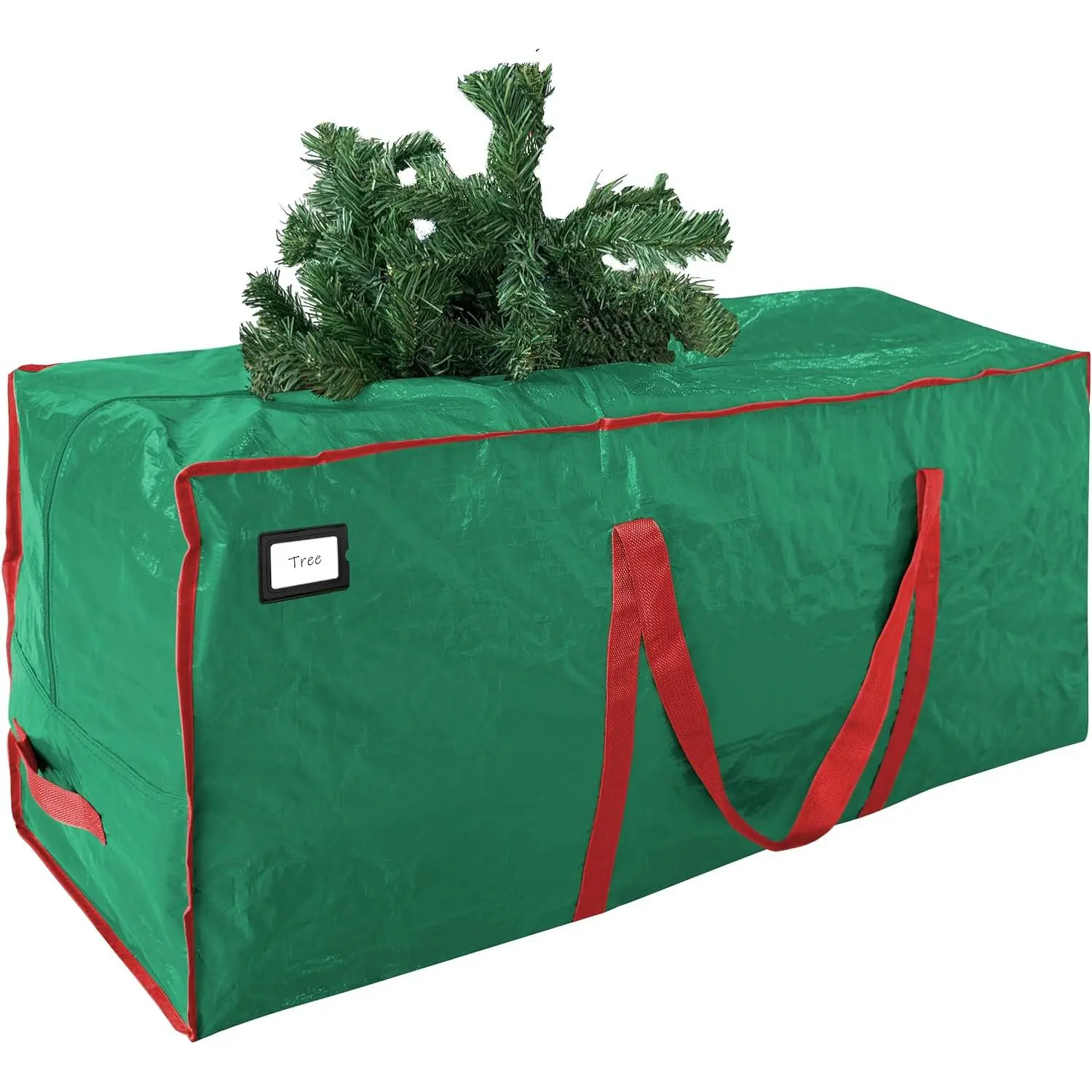 7.5 ft Christmas Tree Storage Bag - Durable Heavy Duty  Artificial Xmas Holiday Tree Bag with Reinforced Handles and  Zippers Wide Opening - Green