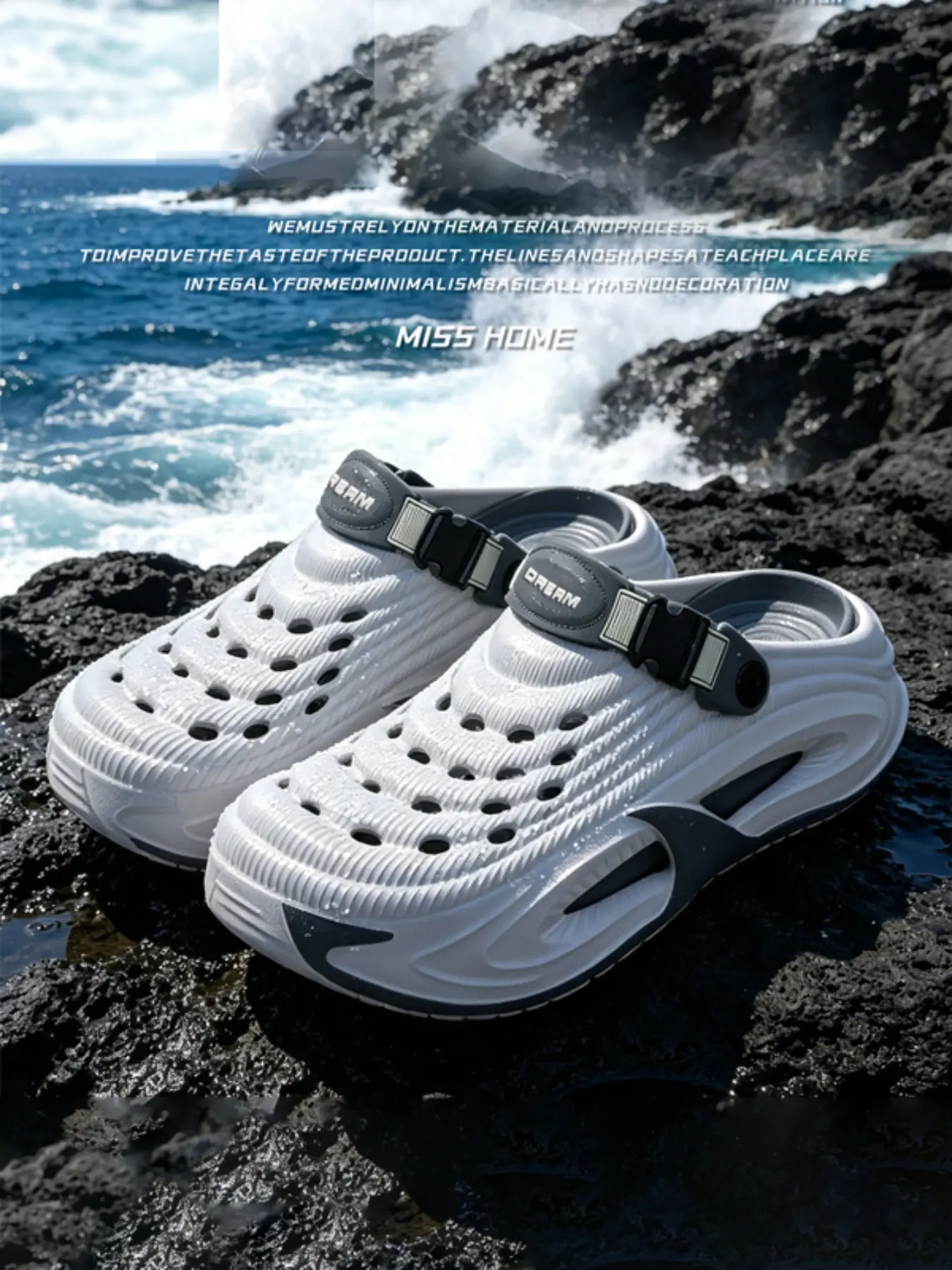 Unisex Hollow Out EVA Platform Clogs, Adjustable Heel Strap Slip On Sandals, Lightweight Non-Slip Water Friendly Outdoor Beach Garden Slippers