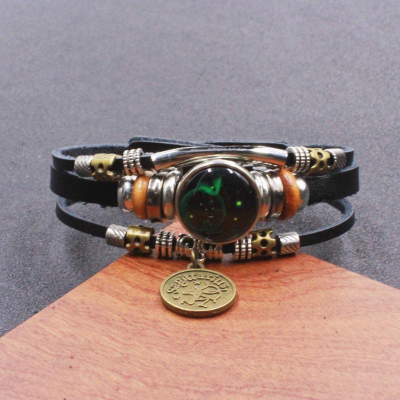 Twelve Zodiac Sign Bracelets Korean Style for Couples and Friends Fluorescent Glowing Bangles Jewelry Gifts Ideal for Her Him