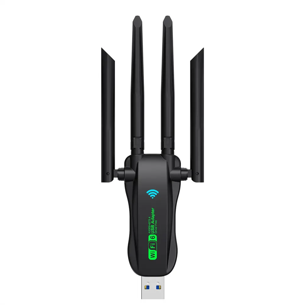 WiFi6 Bluetooth 5.4 Dual Band 2.4G+5.8Ghz 4-Antenna Adapter with USB Plug, Computer Accessories WiFi6 Boost Wireless Card Receiver for PC Laptop Easy Setup AV Devices, Fast Connect aux input bluetooth-compatible sound adapter