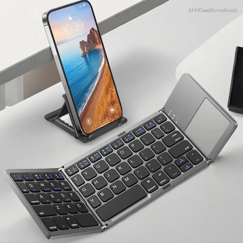 Foldable Ultra-Thin Wireless Mini Bluetooth Keyboard - Simple Design, Durable for Household & Office Use (AA43CampHavenGoods)