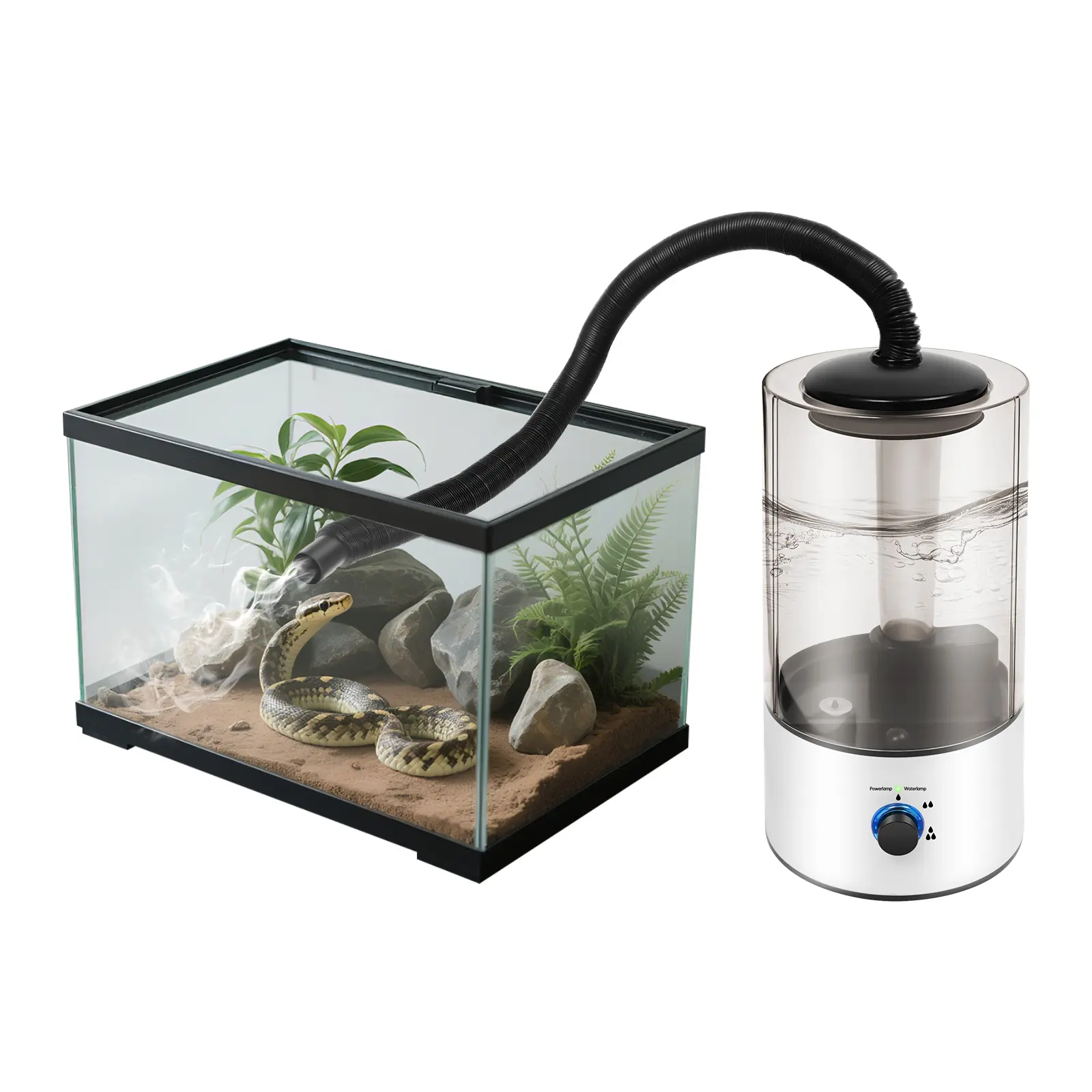 Freestanding Pet Humidifier (4L, PP+AS Plastic) with Adjustable Mist, 3 Speed Settings, Flexible Hose for Indoor Pet Areas, Dry Run Safe