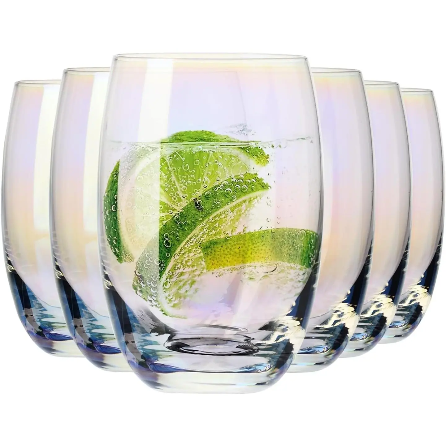 Krosno Rainbow Chrome Glasses for Water, Juice and Other Drinks, Set of 6 Glasses, 12.2 Oz, Elite Collection, Statement Water Glasses, Made in Europe, Rainbow-Elite-360