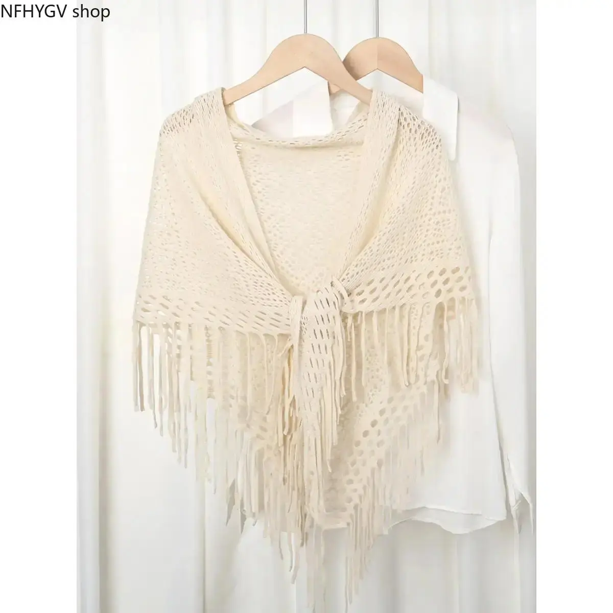Women's Plain Tencel Knit Triangle Shape Shawl, Breathable Boho Shoulder Wrap, Multi-Wear Layering Accessory For Ladies Daily Travel Casual Outfit Styling Use