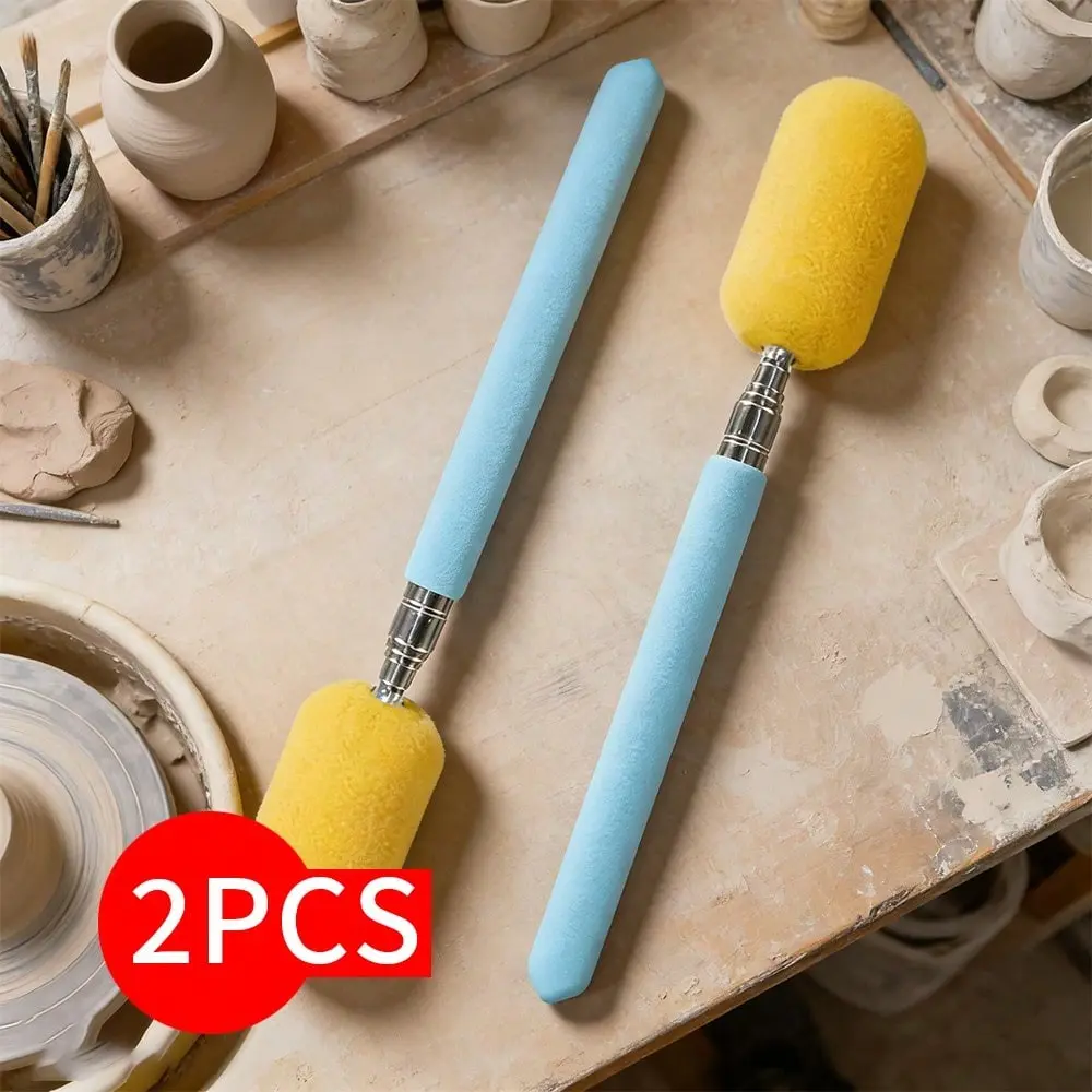 Telescoping Sponge Stick for Clay, Scalable design ceramic tool absorbs excess moisture sponge