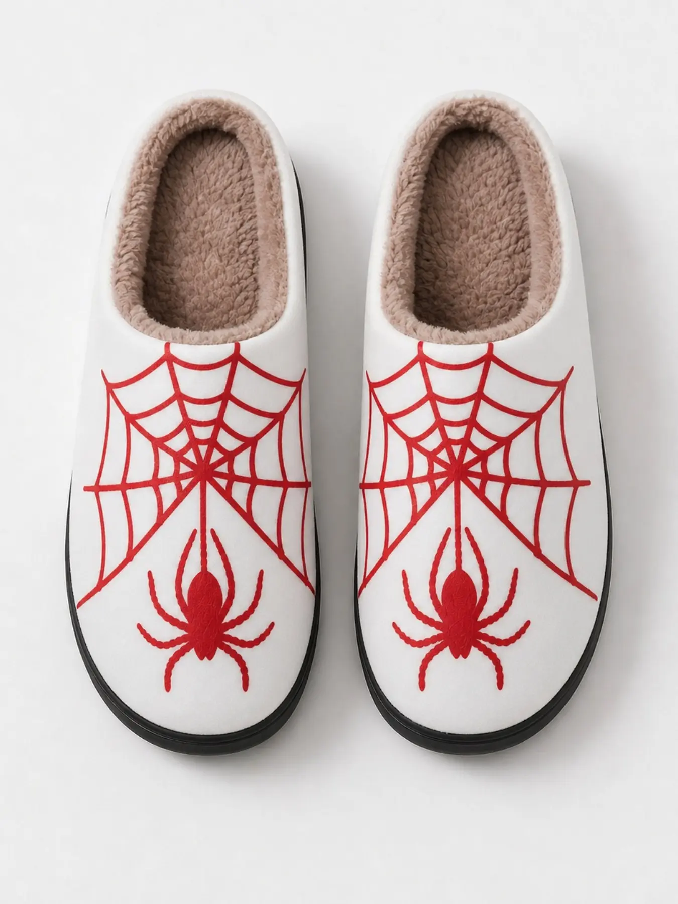 Spider Web Print Unisex Slippers, Casual Warm Indoor Home Slippers, Fabric Eva Sole, Fall Winter Footwear, Comfortable & Cozy