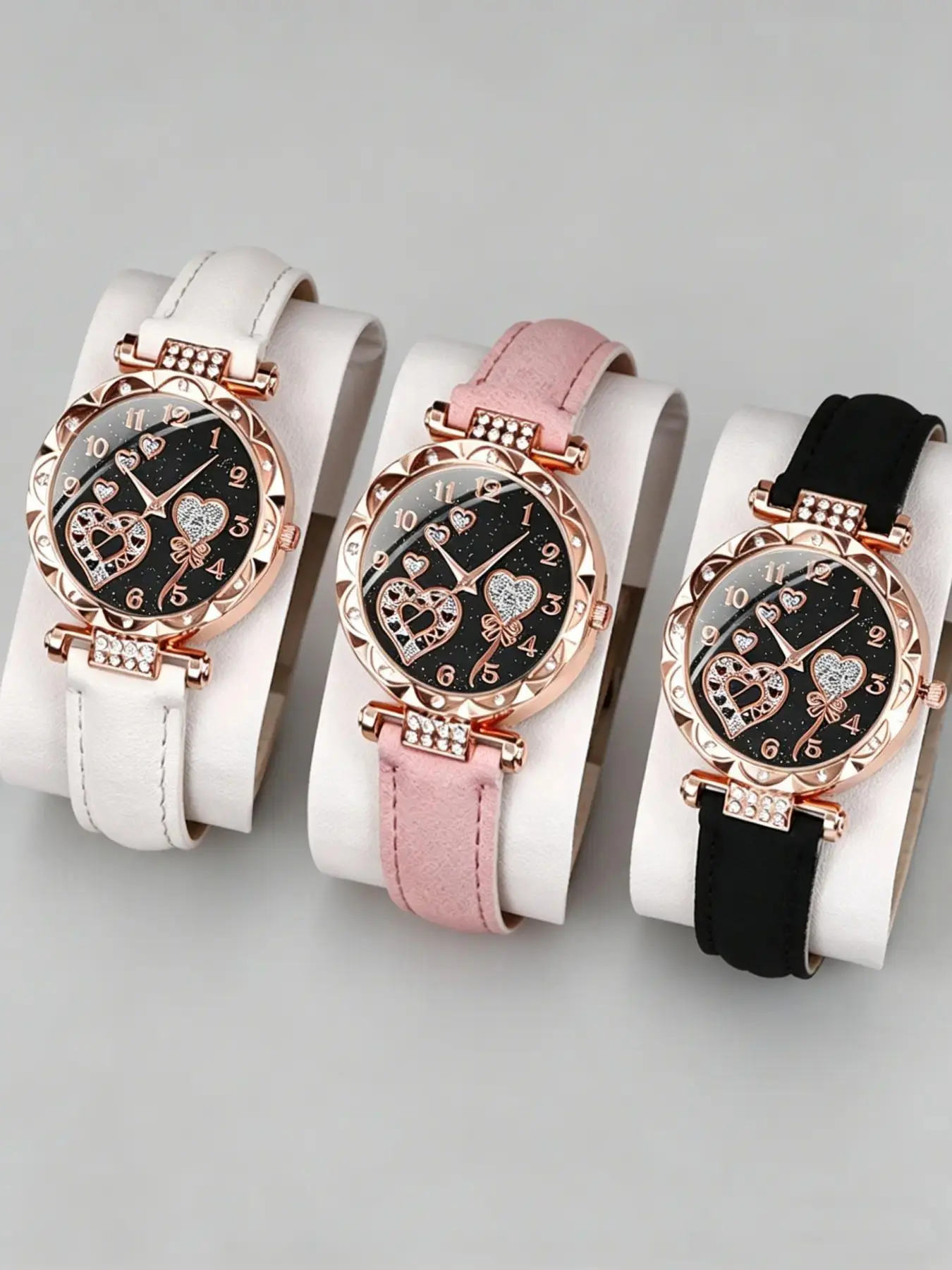 3pcs stylish women's fashion watches with faux leather straps, quartz movement and casual design, ideal for gifting, Watch Set