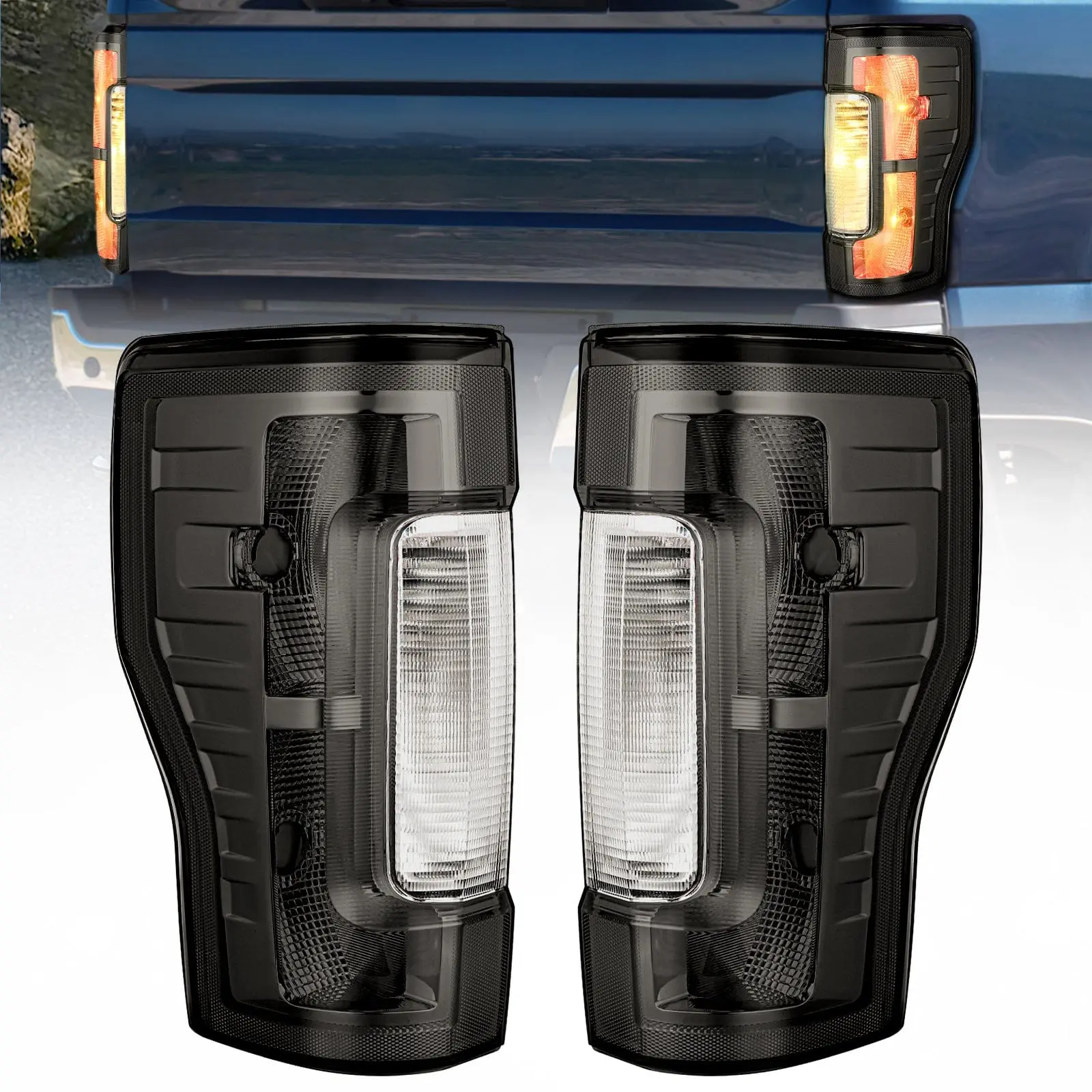 Nilight 2017 2018 2019 Ford F250 F350 Super Duty Rear Lamp Replacement Taillight Assembly OE Style Driver Side and Passenger Side Smoke Lens
