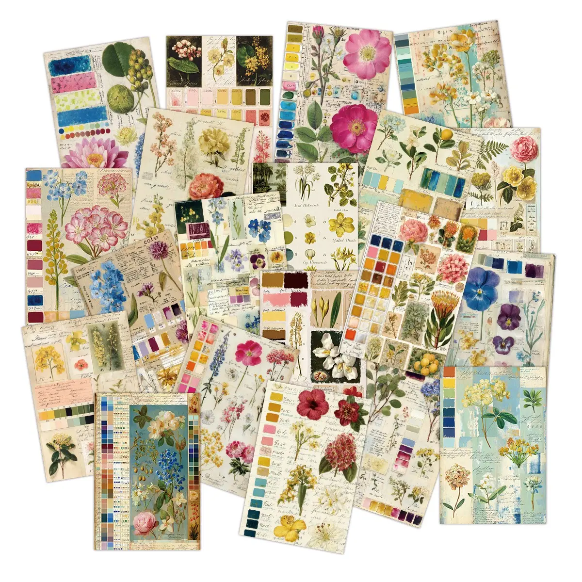 20 Vintage Botanical Postcards Set, British Countryside Floral Colorful Sticker Cards, Beautiful Flower Decorative Notes, Ideal for Mailing & Scrapbooking
