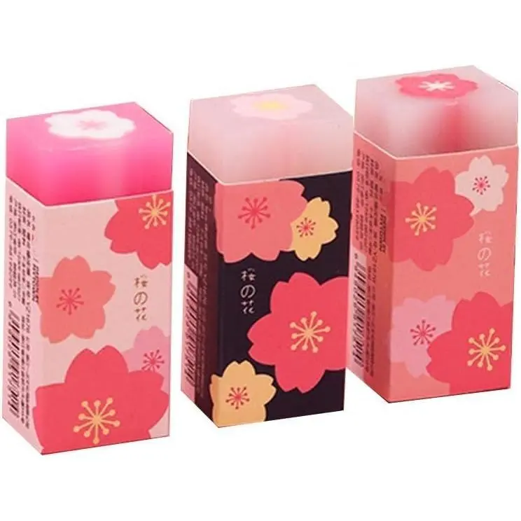 3 count  Lovely Cherry Blossoms Rubber Erasers of  Petal Sketch Painting Pencil Correction Tool School Office Stationery  Standard Pencil Erasers