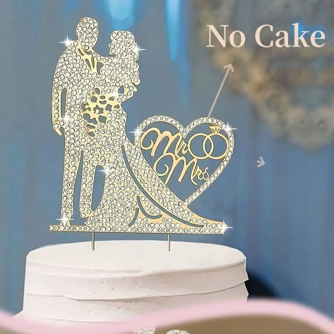 Mr Mrs Heart Cake Topper, Rhinestone Wedding Decoration, Cake Topper Decorations, Perfect for Weddings, Valentine's Day, Anniversaries, Christmas, Mother's Day, Graduation