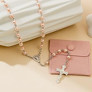 Rosary Beads Catholic for Women - Rosary Necklace Artificial Pearls, Solid Colored Simple Style Rosary Beads, Gifts for Women 2026