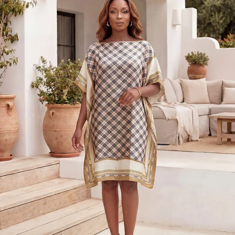 Women's Elegant Full-Body Print Shawl, Long Dress + Headscarf Scarf, Beach Sun Protection, All Seasons, Fitted Style