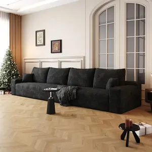 96" Plush Corduroy Cloud L-Shape Chaise Sectional Couch - Modern Modular Deep Seat Upholstered Sofa, Couch for Living Room, No Assembly Required, Camel