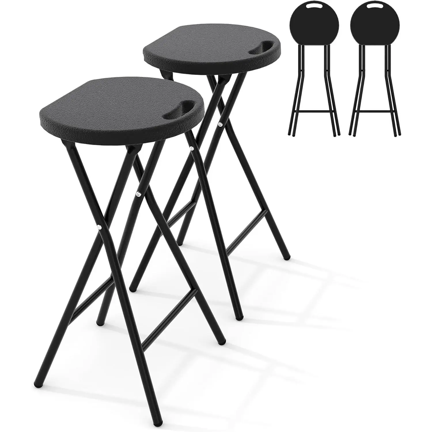 Folding Bar Stool 400 lbs Capacity Portable Stool – HDPE Seat with Footrest for Kitchen Counter Home Bar Camping