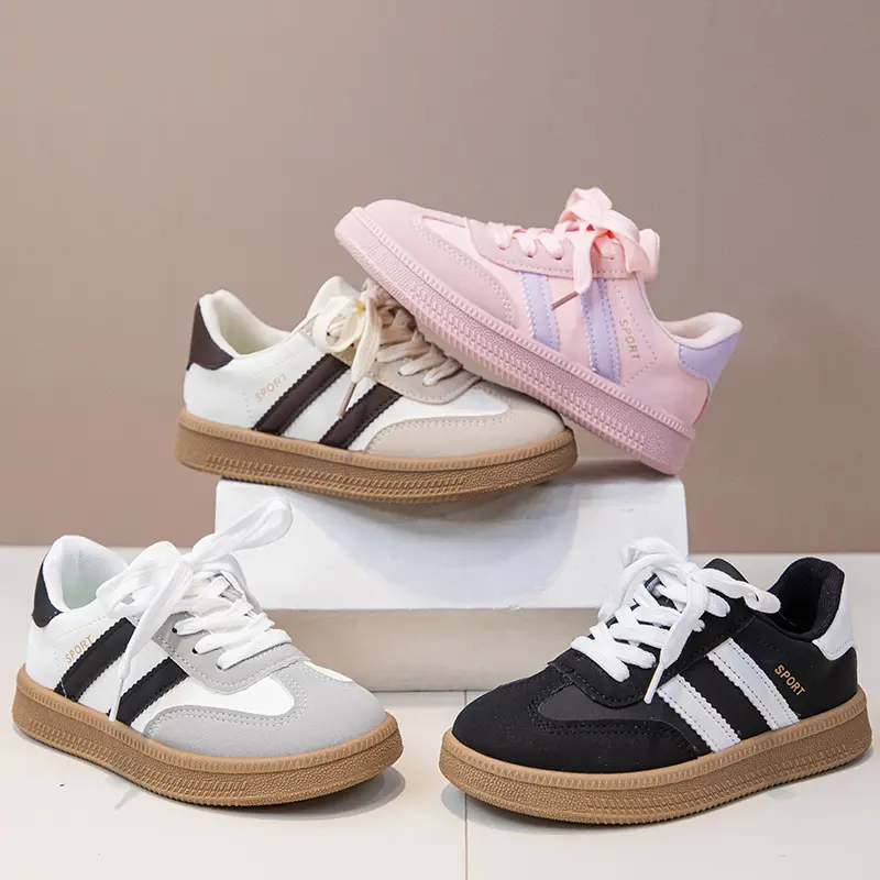 Kids' Unisex Retro Classic German Army Trainers, Lightweight Comfortable Casual Sneakers for School Wear