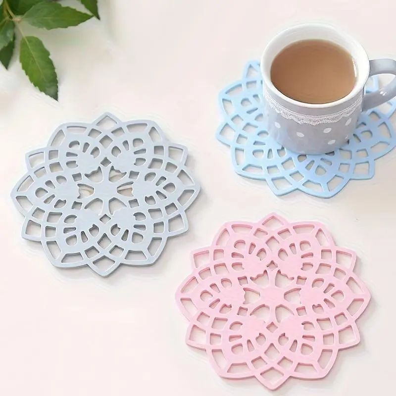 3pcs Heat-Resistant Placemats, Coasters for Cups and Plates, Heatproof, Non-Slip, Easy to Clean, Durable Silicone Surface, Suitable for Office, Restaurant, and Kitchen Use