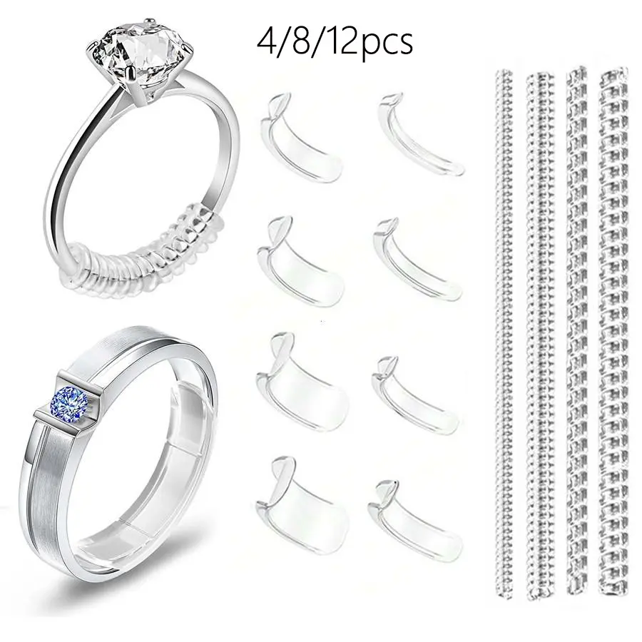 Ring Adjuster Kit with Silicone Pads and Wires, 12 Sizes Effortlessly Adjustable Perfect for Loose Rings, Jewelry DIY Accessories