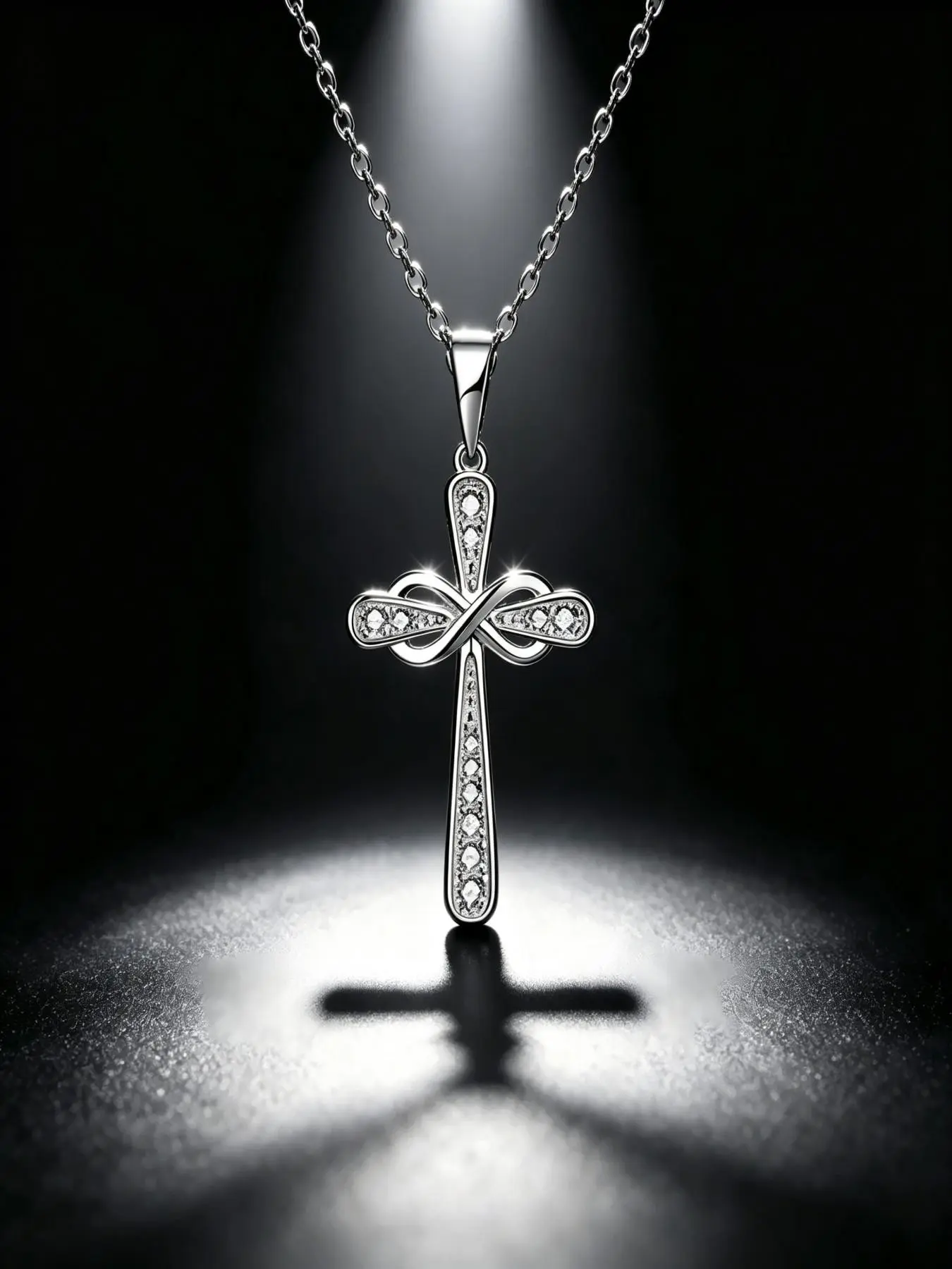 1 Piece 925 Silver Cross Infinity Necklace, Figure-Eight Design, Minimalist Unisex Pendant Chain