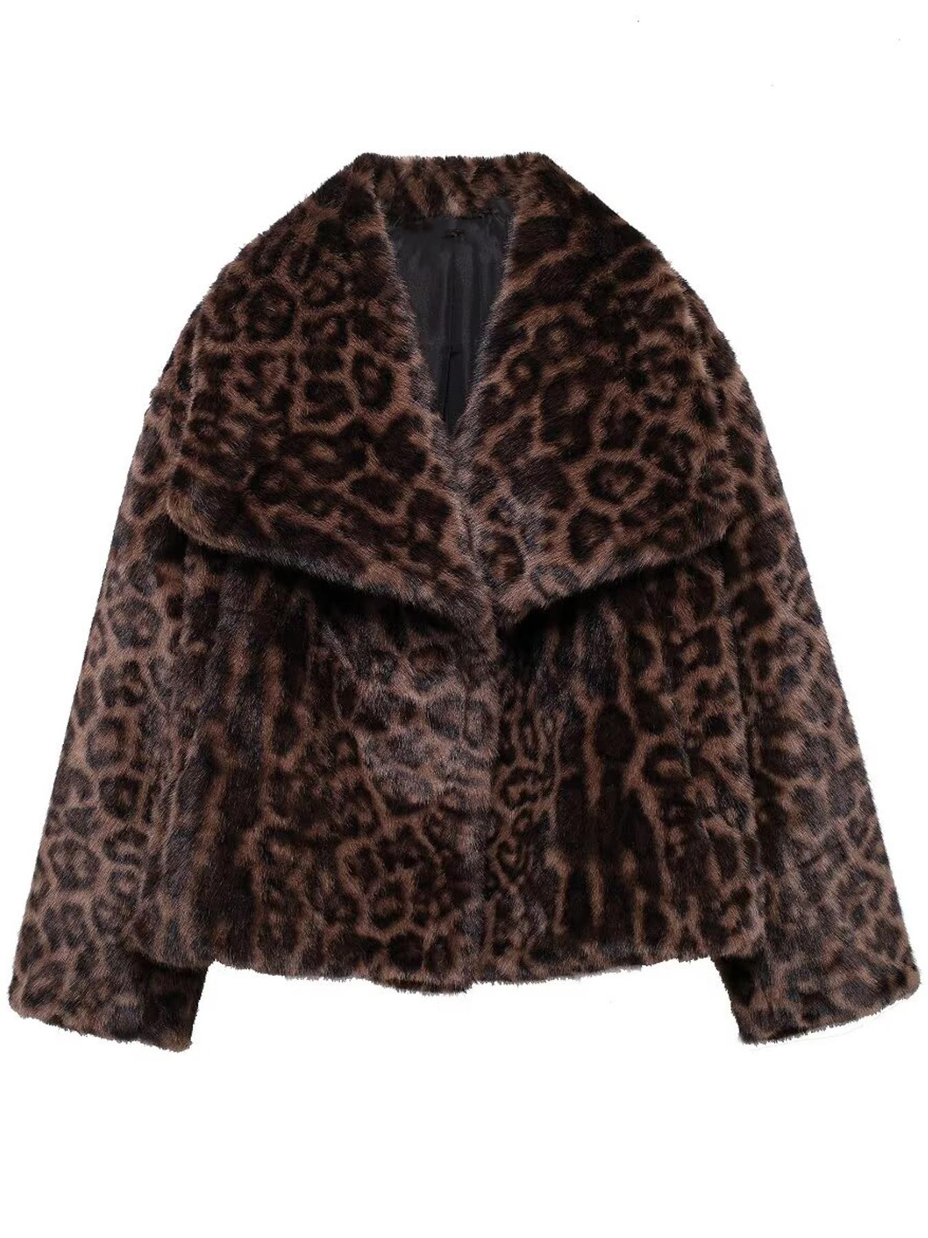 Women's Solid Color Faux Fur Fitted Jacket, Casual Long Sleeve Collared Fuzzy Coat for Fall & Winter, Women's Clothing for Daily Wear, Lady Outerwear