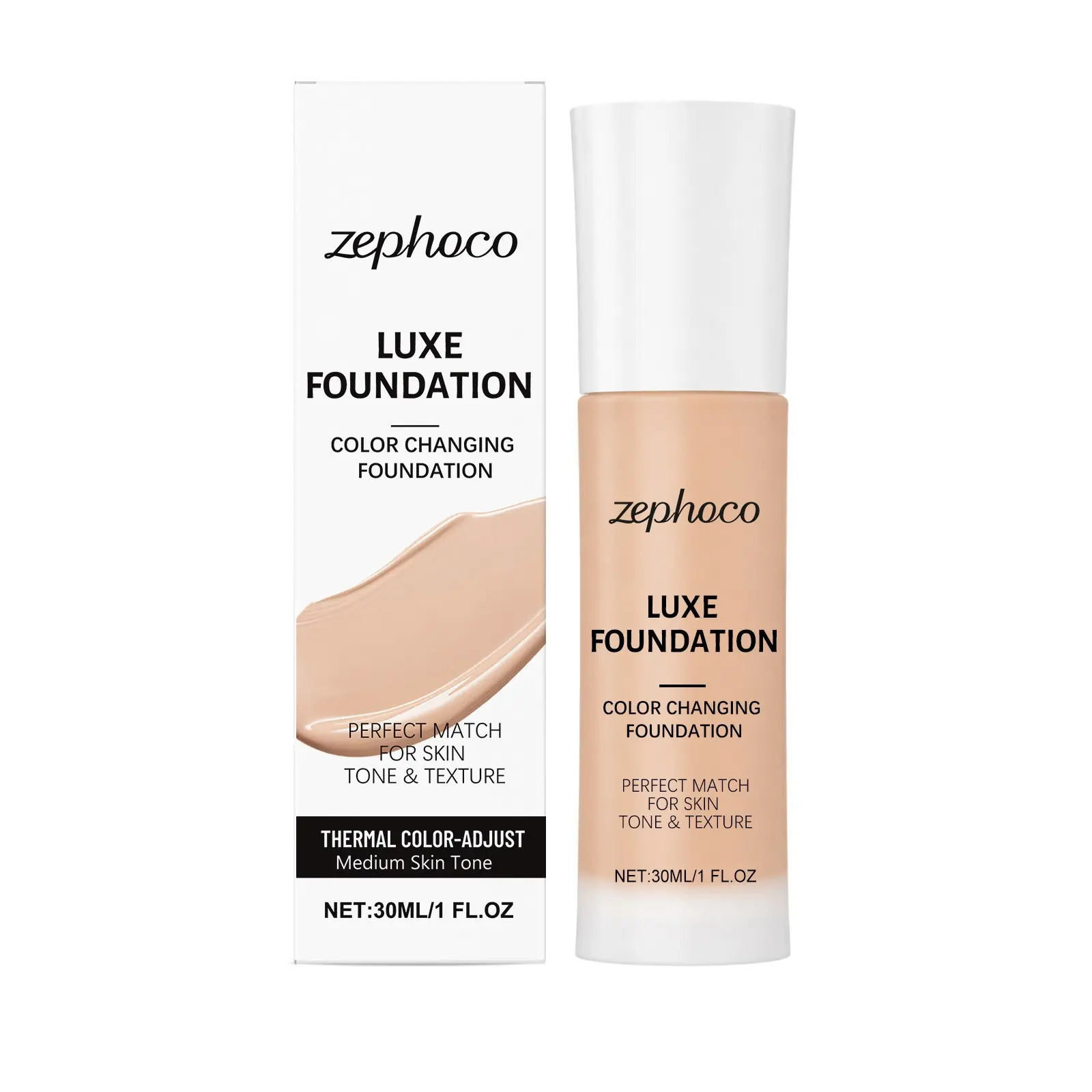 Zephoco Warm Tone Medium Skin Foundation, Gentle Lightweight Natural Travel-Friendly Skin-Friendly Liquid Foundation