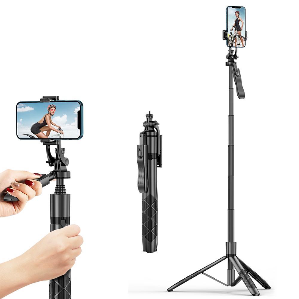 Rotatable Wireless Selfie Stick Tripod with Remote Control, Retractable Phone Tripod Stand for iPhone, Samsung Galaxy and GoPro Action Cameras, Camera Accessories