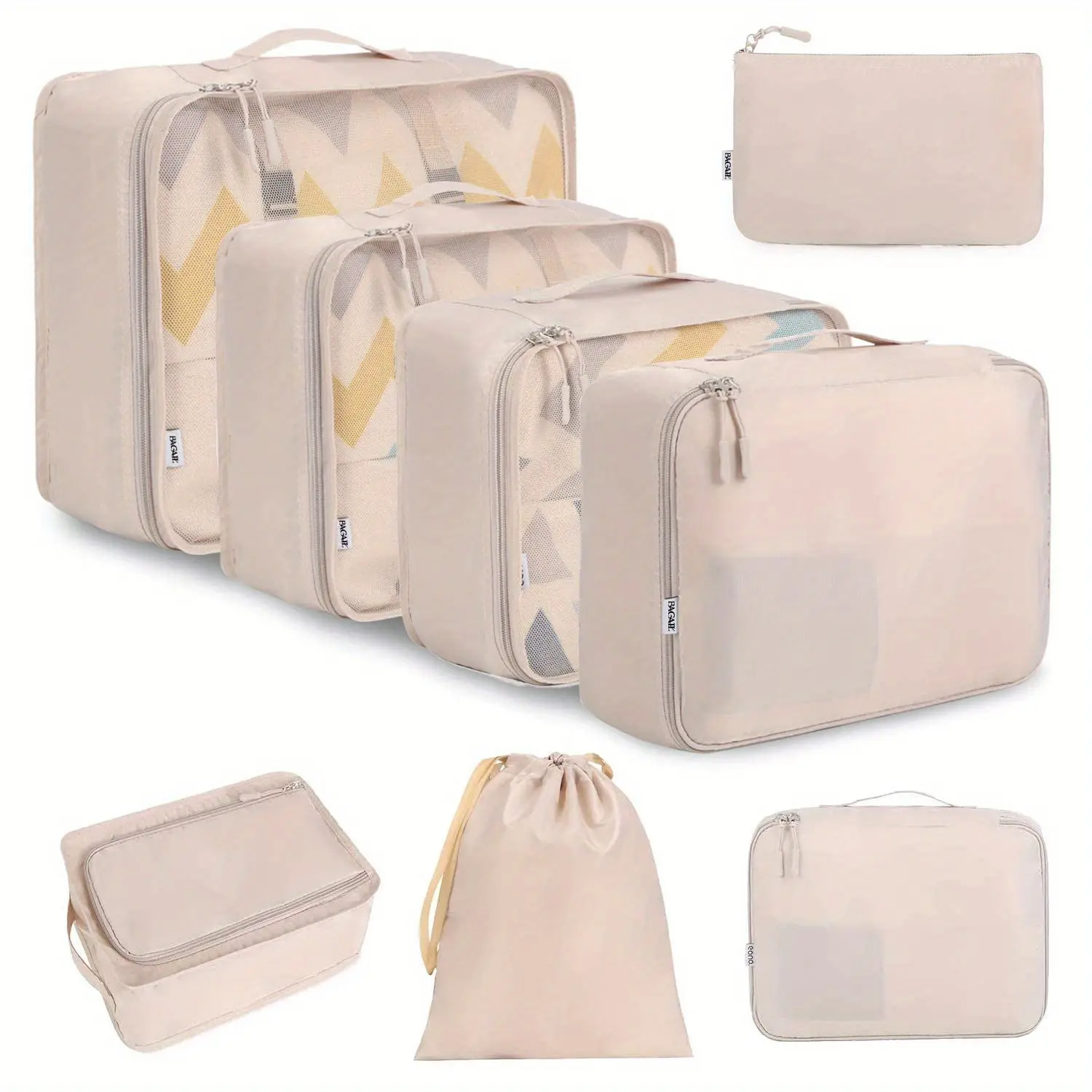 8 Pcs Packing Cubes Set for Suitcases, Travel Luggage Packing Organizers, Compression Storage Bags for Shoes Clothing Underwear, Suitable for Closet Under-Bed Storage Trunks, for Men & Women
