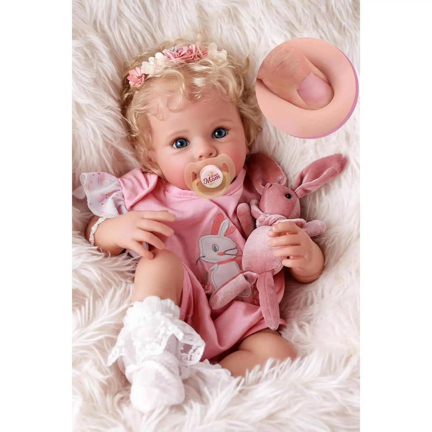 Reborn Baby Dolls - 17 Inch Soft Body Realistic Baby Doll Girl Lovely Awake Blond Curly Hair Girl Bebe Reborn de Silicona Real Life Baby Dolls with Gift Box  Kids Age 3+ Collectors