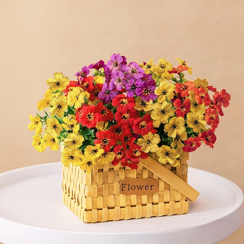 Violet artificial bouquet, purple roses, artificial flowers, artificial eucalyptus, fake flowers, decorative DIY hanging basket