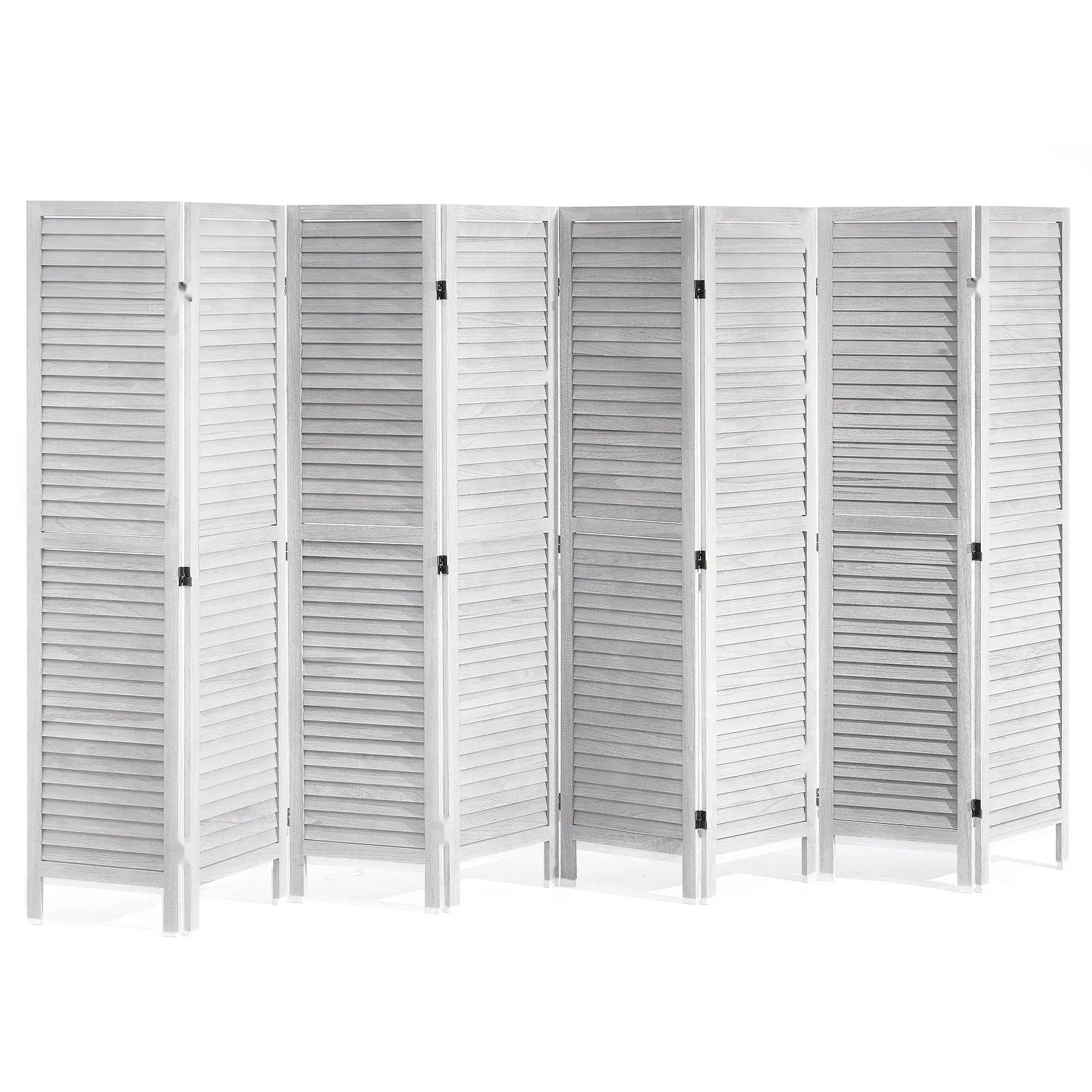 Wood Room Divider 8-Panel Folding Privacy Screen, 66.9 Inches Tall Louvered Wooden Partition For Room Separation In Home, Office, Restaurant And Bedroom, Portable Decorative Screen For Indoor Use